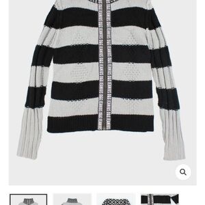 D&G Black and White Striped Crew Neck Sweater